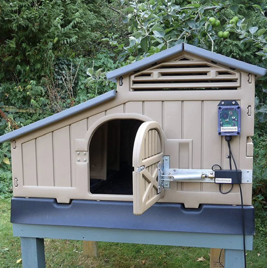 Chicken coop with automatic door