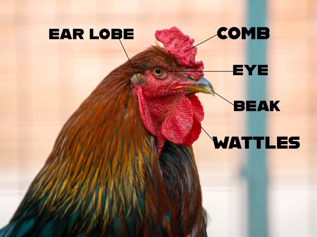 The anatomy of a roosters head