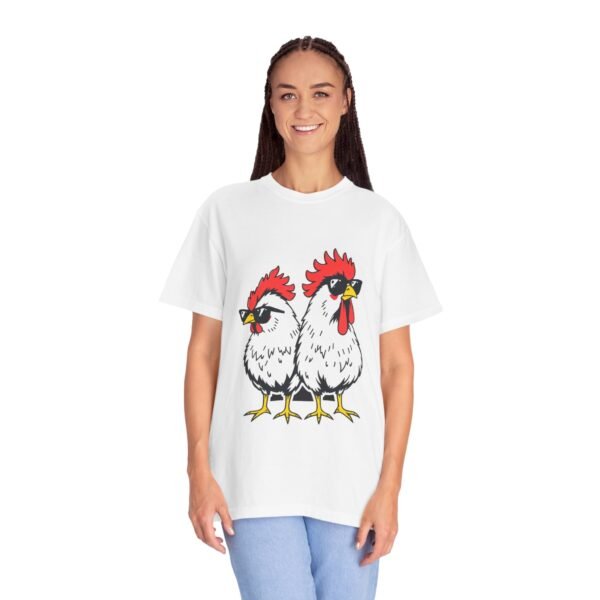 Funny Cool Chicken T-Shirt – Two Chickens with Sunglasses | Cute An Playful Chicken Lover Tee - Image 5